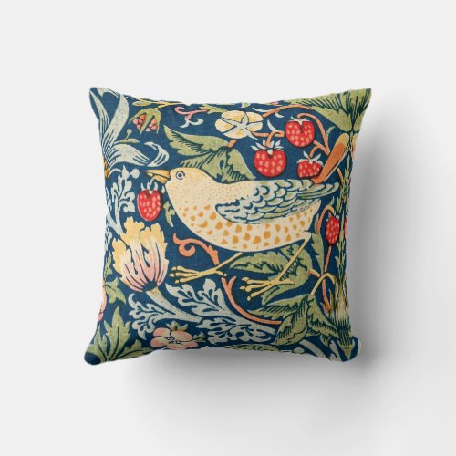 Strawberry thief bird by William Morris  Throw Pillow