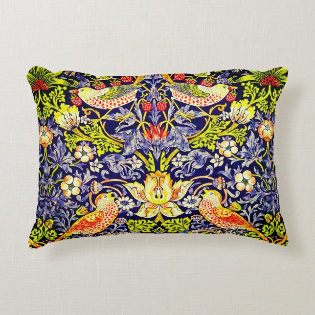 Strawberry Thief Birds William Morris Accent Pillow (Front)