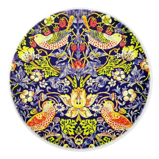 Strawberry Thief Birds William Morris Ceramic Knob (Front)