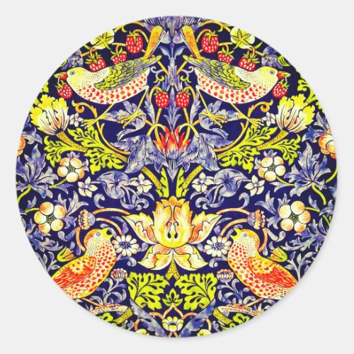 Strawberry Thief Birds William Morris Classic Round Sticker