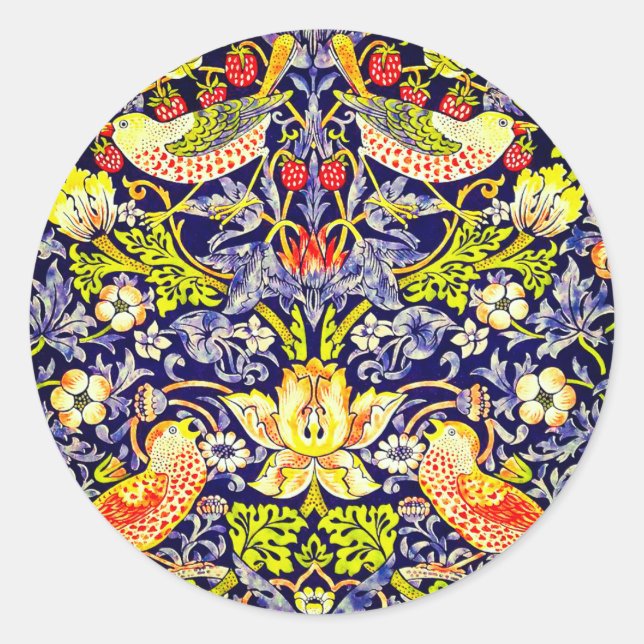 Strawberry Thief Birds William Morris Classic Round Sticker (Front)
