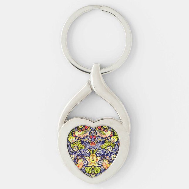 Strawberry Thief Birds William Morris Keychain (Front)