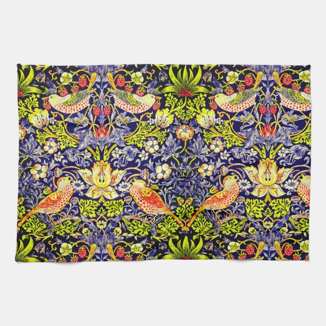 Strawberry Thief Birds William Morris Kitchen Towel (Horizontal)