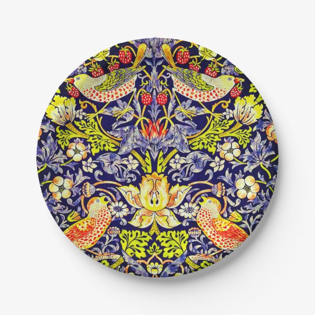 Strawberry Thief Birds William Morris Paper Plates (Front)