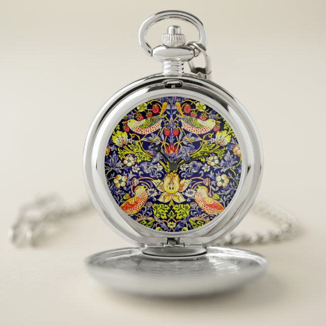 Strawberry Thief Birds William Morris Pocket Watch (Inside)