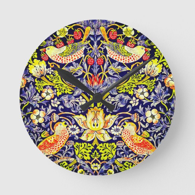 Strawberry Thief Birds William Morris Round Clock (Front)