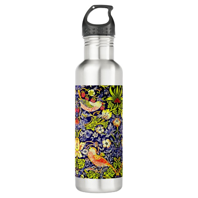 Strawberry Thief Birds William Morris Stainless Steel Water Bottle (Front)