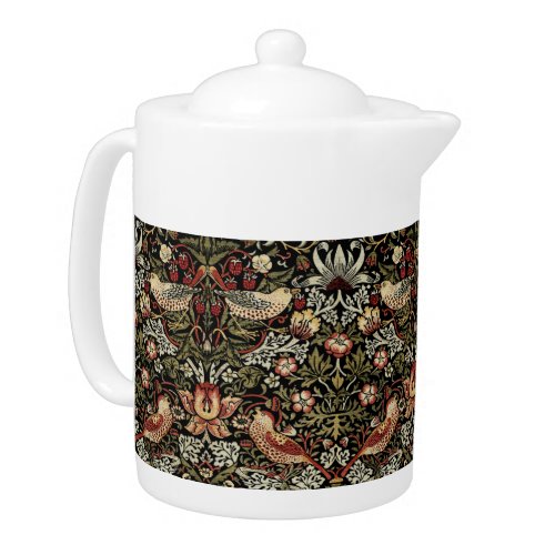 STRAWBERRY THIEF  BLACK AND GOLD _ WILLIAM MORRIS TEAPOT