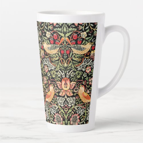 Strawberry Thief Black background William Morris Latte Mug