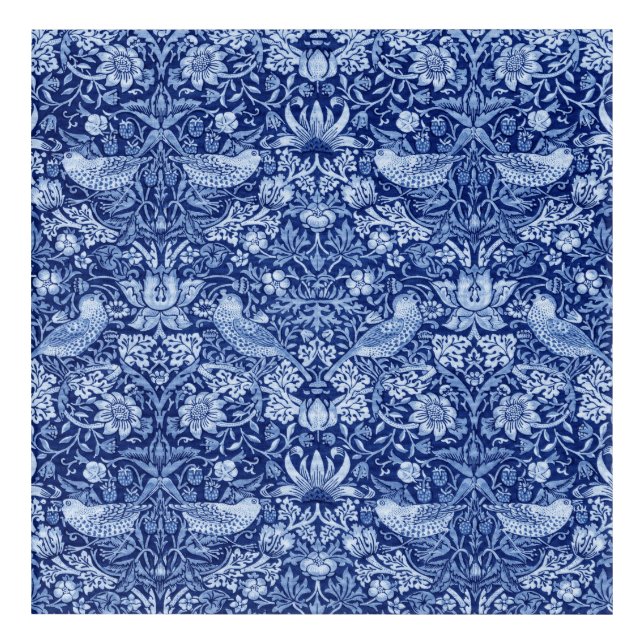 Strawberry Thief Blue Monotone, William Morris Acrylic Print (Front)