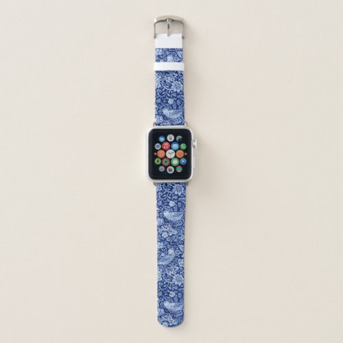 Strawberry Thief Blue Monotone William Morris Apple Watch Band