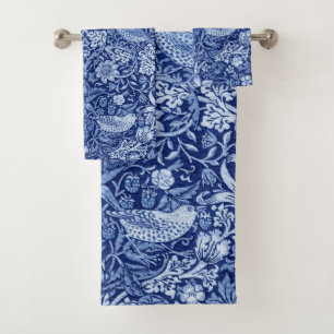 Strawberry Thief Blue Monotone, William Morris Bath Towel Set