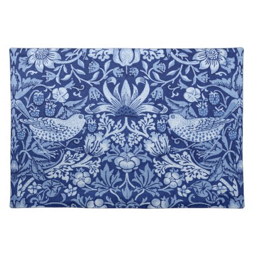 Strawberry Thief Blue Monotone William Morris Cloth Placemat