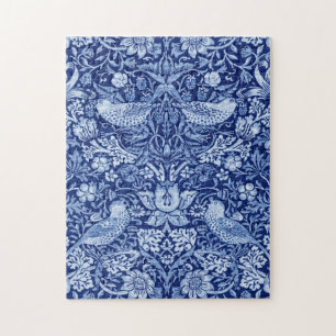 Strawberry Thief Blue Monotone, William Morris Jigsaw Puzzle