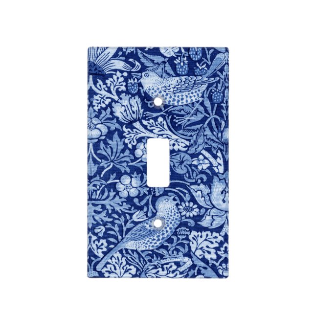 Strawberry Thief Blue Monotone, William Morris Light Switch Cover (Front)