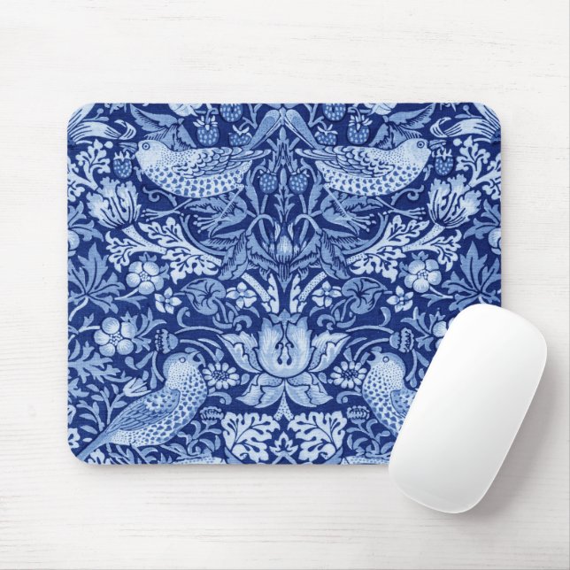 Strawberry Thief Blue Monotone, William Morris Mouse Pad (With Mouse)