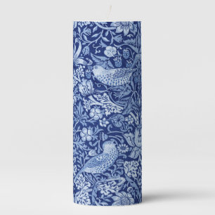 Strawberry Thief Blue Monotone, William Morris Pillar Candle
