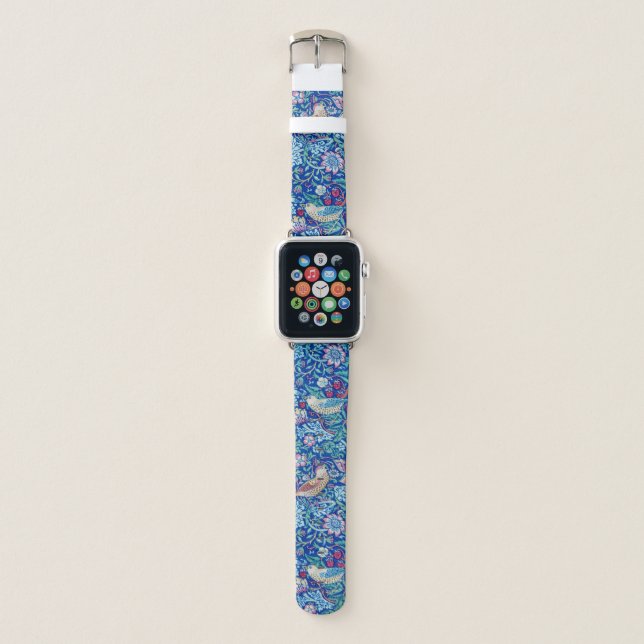 Strawberry Thief Blue, William Morris Apple Watch  Band (Front)