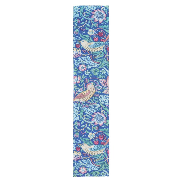 Strawberry Thief Blue, William Morris Short Table Runner (Front)