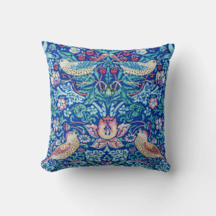 Strawberry Thief Blue, William Morris Throw Pillow
