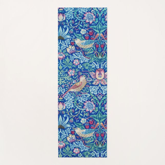 Strawberry Thief Blue, William Morris Yoga Mat (Front)