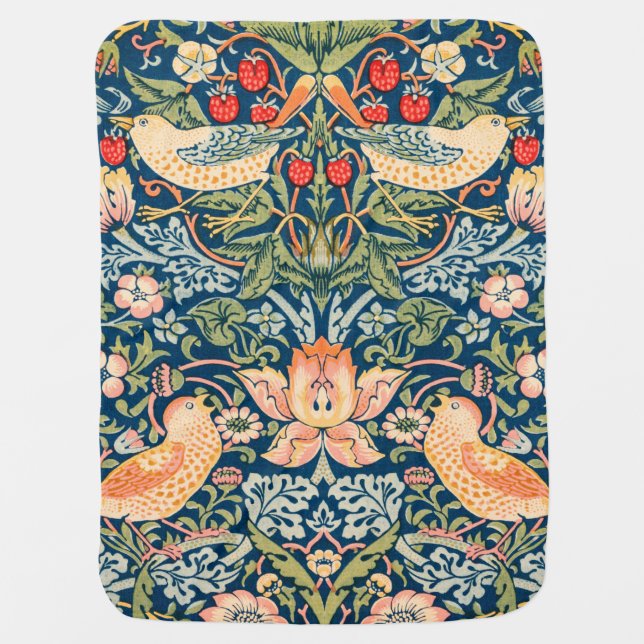 Strawberry Thief (by William Morris) Baby Blanket (Front)