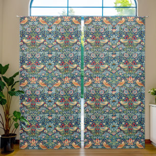 Strawberry Thief by William Morris Indigo Mineral Blackout Curtains