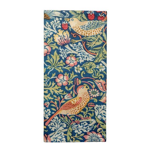Strawberry Thief by William Morris Indigo Mineral Cloth Napkin (Half Fold)