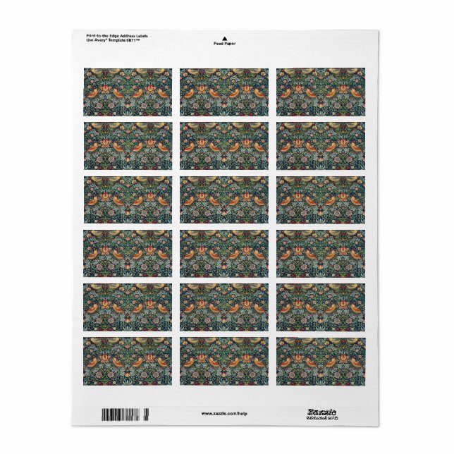 Strawberry Thief by William Morris Label (Full Sheet)