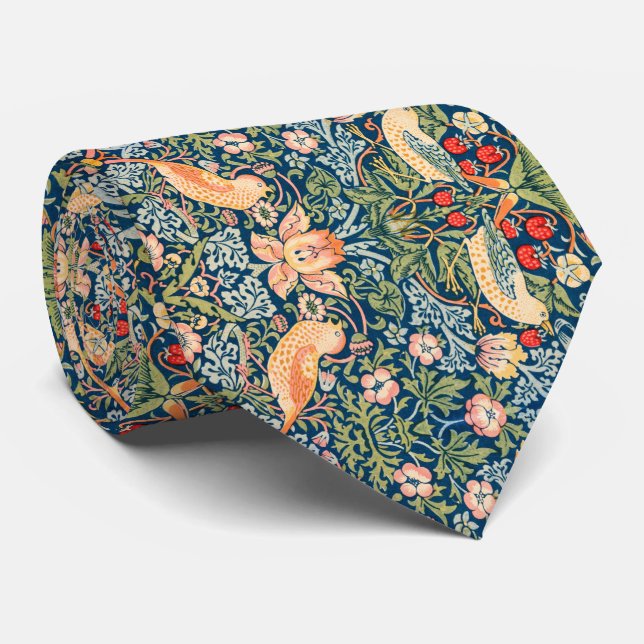Strawberry Thief (by William Morris) Neck Tie (Rolled)