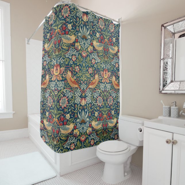 Strawberry Thief by William Morris Shower Curtain (In Situ)