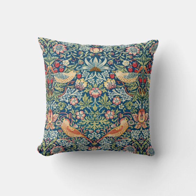 Strawberry Thief by William Morris | Throw Pillow (Front)
