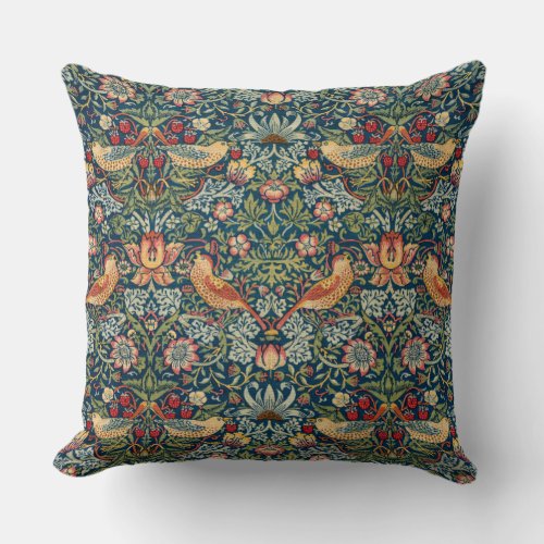 Strawberry Thief by William Morris Throw Pillow