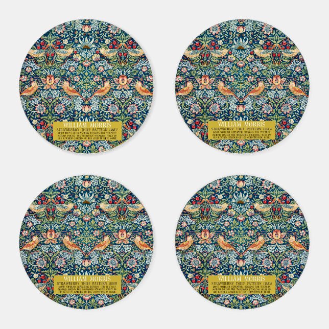 Strawberry thief - Design of William Morris  Coaster Set (Set)
