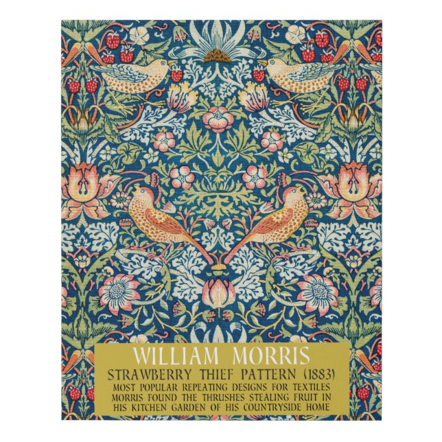 Strawberry thief - Design of William Morris Faux Canvas Print (Front)