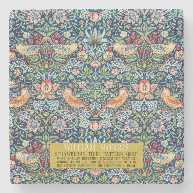 Strawberry thief - Design of William Morris  Stone Coaster (Front)