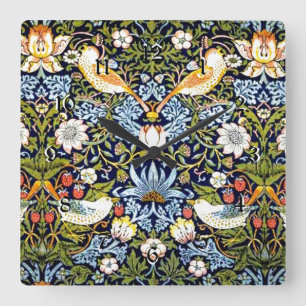 Strawberry Thief, famous pattern, Square Wall Clock