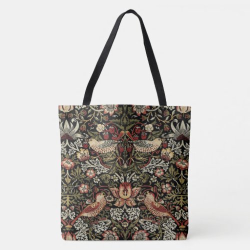 STRAWBERRY THIEF GOLD ON BLACK _ WILLIAM MORRIS TOTE BAG