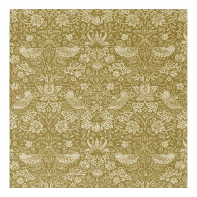 Strawberry Thief Gold, William Morris Acrylic Print (Front)