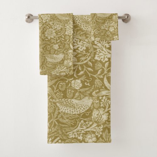 Strawberry Thief Gold William Morris Bath Towel Set