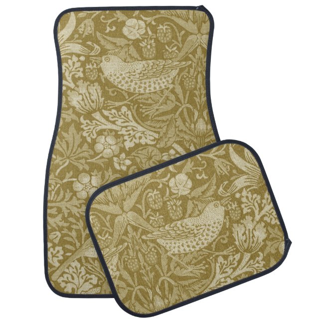 Strawberry Thief Gold, William Morris Car Floor Mat (Set)