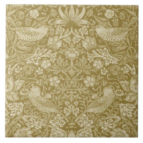 Strawberry Thief Gold William Morris Ceramic Tile