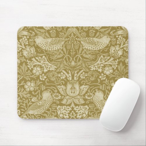 Strawberry Thief Gold William Morris Mouse Pad