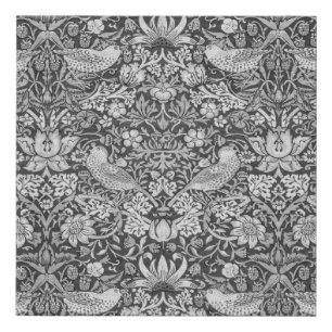 Strawberry Thief Gray, William Morris Faux Canvas Print