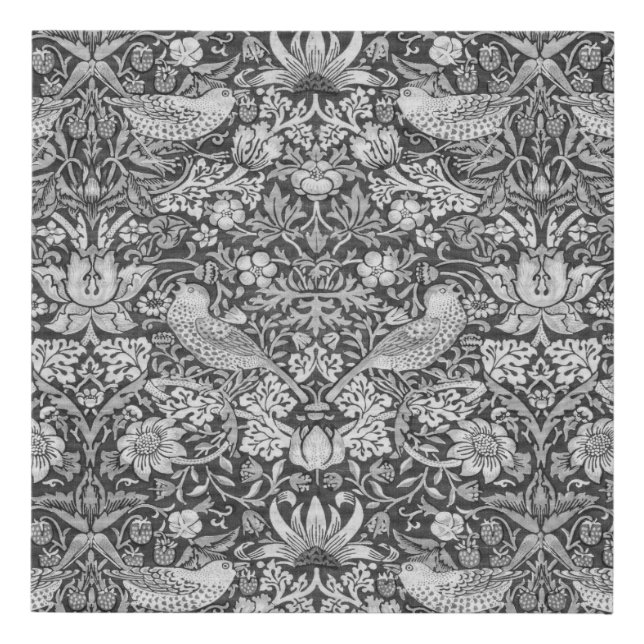 Strawberry Thief Gray, William Morris Faux Canvas Print (Front)