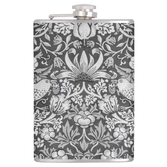 Strawberry Thief Gray, William Morris Flask (Front)