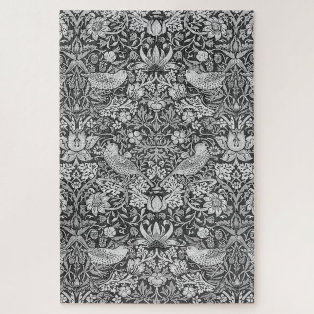 Strawberry Thief Gray, William Morris Jigsaw Puzzle (Vertical)