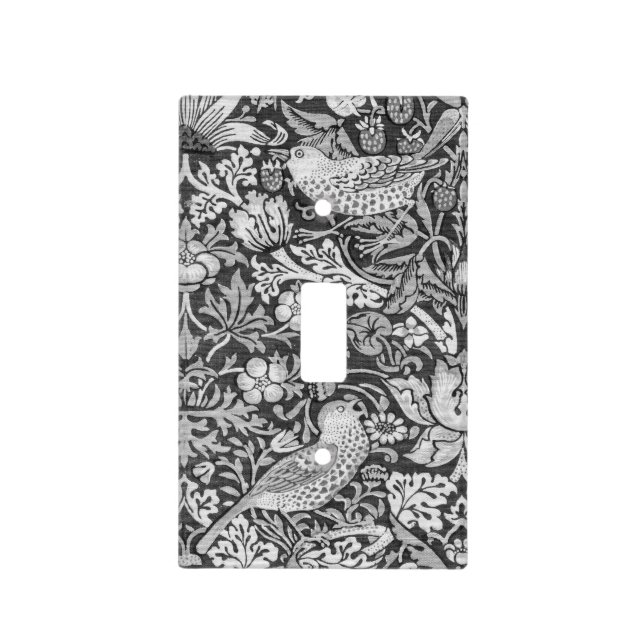 Strawberry Thief Gray, William Morris Light Switch Cover (Front)