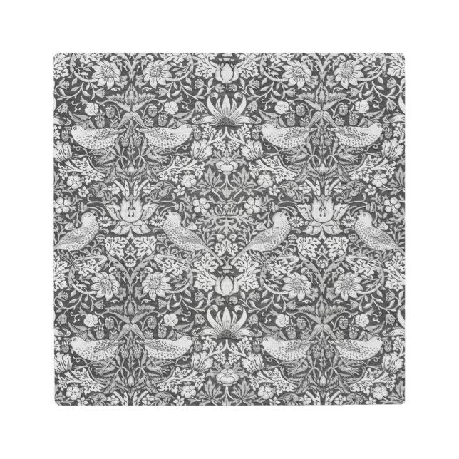 Strawberry Thief Gray, William Morris Metal Print (Front)