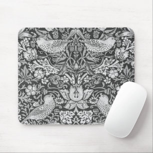 Strawberry Thief Gray, William Morris Mouse Pad